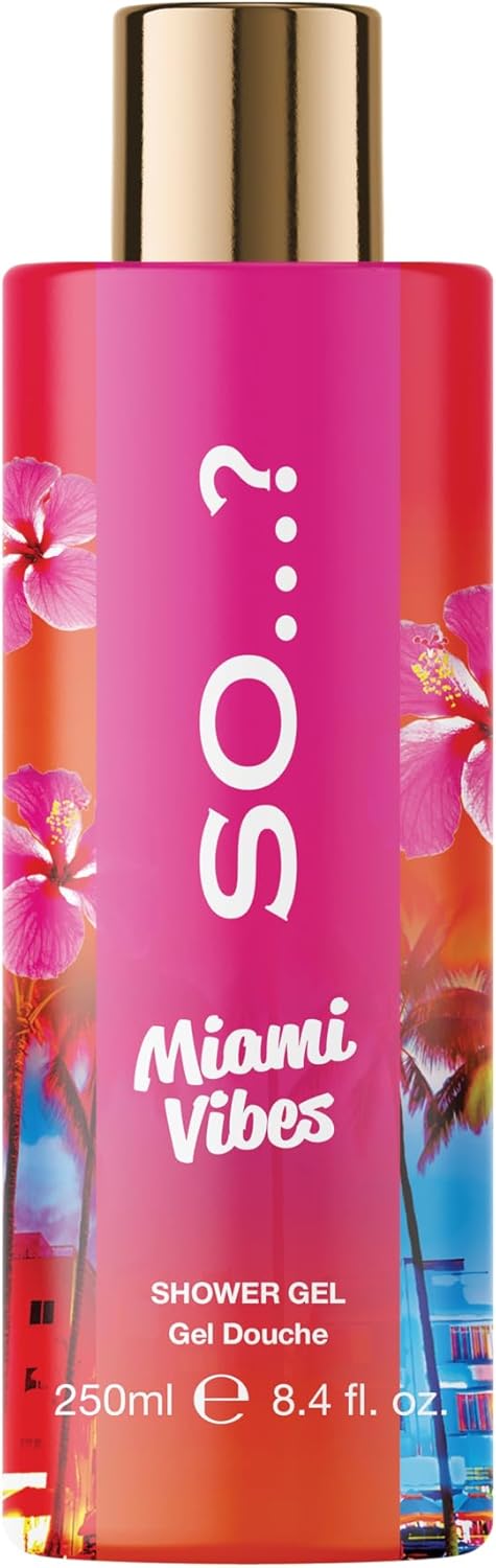 So…? Escapes Women's Miami Vibes Fruity and Floral Nourishing Shower Gel 250ml With Sweet Pear, Green Melon and Apple Blossom Fragrance, Cruelty Free