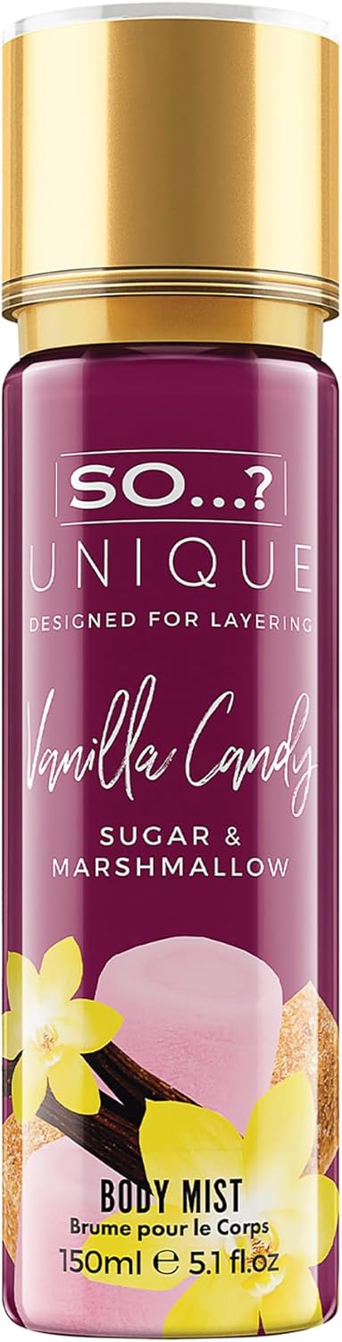 So…? Unique Womens Vegan Vanilla Candy Body Mist Fragrance Spray 150ml